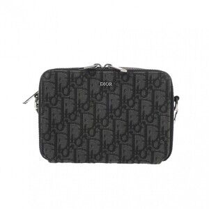 Christian Dior Oblique Zip Pouch Black Jacquard Shoulder Bag